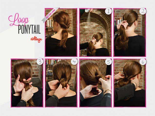 مو های خود را ببندید.موی بسته شده را از بین کش و سر رد کنید و مو را به سمت پایین حلقه محکم بکشید